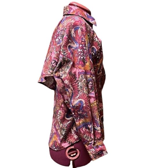 Vintage 80's Latigo Maroon Printed Western Shirt Button-Down Long Sleeves - Picture 4 of 12